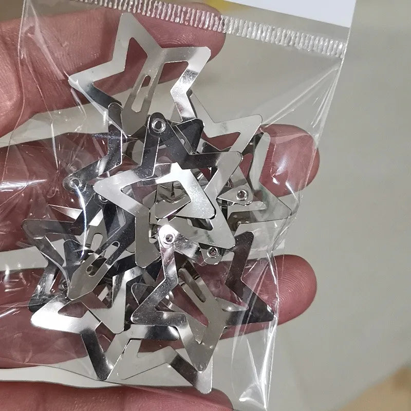 10/25/50/100pcs Y2K Silver Star Hair Clips High Quality Star Hair Clip Metal Clip Silver Pentagram Bb Clip Hair Accessory