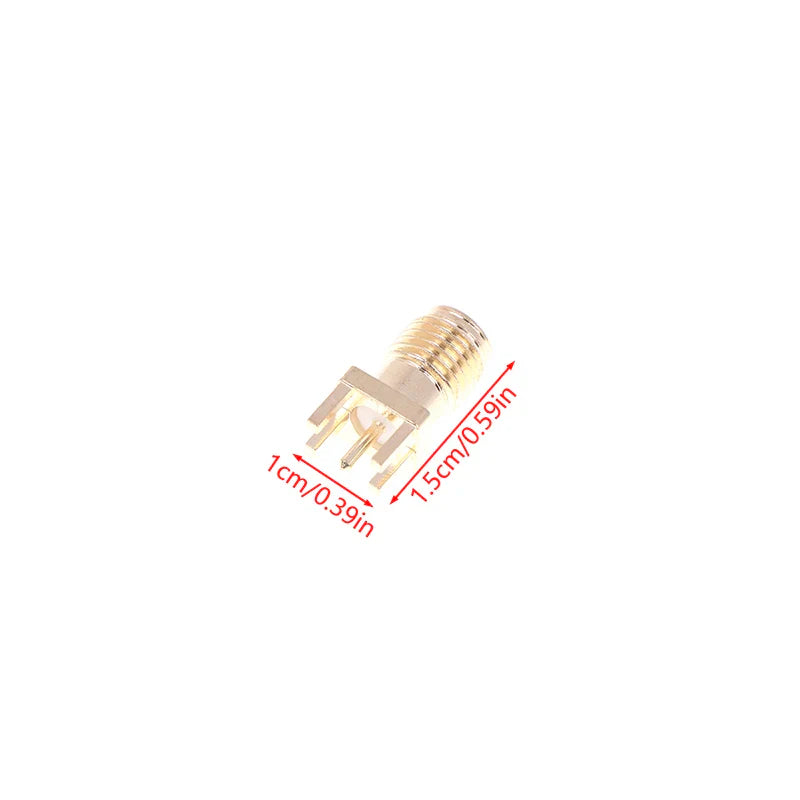 SMA Female Jack PCB Edge Mount Solder Adapter Connector | 10-Pack Gold Plated RF Coaxial