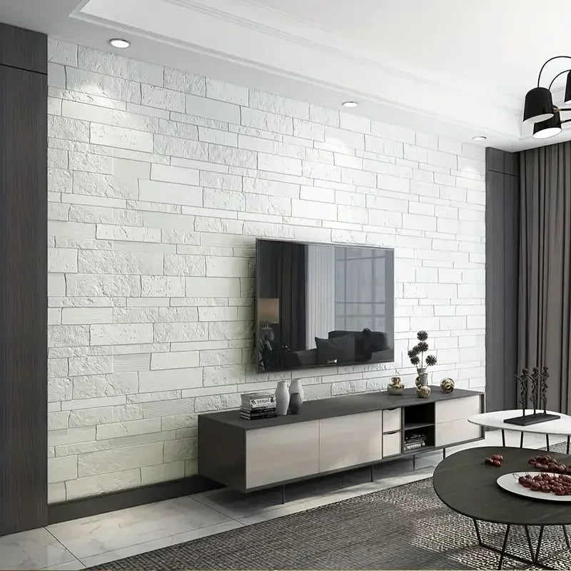 5-15pcs 35cm x 35cm 3D Self-adhesive Solid Color Wall Sticker Waterproof DIY Living room  Background Brick Pattern Home Decor ﻿
