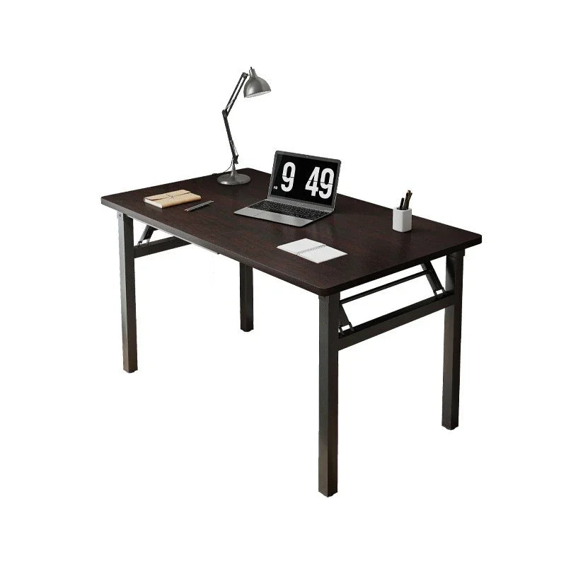 Walnut Rectangular Folding Computer Desk Portable Space Saving Office Study Classroom Training Home Use Household Furniture