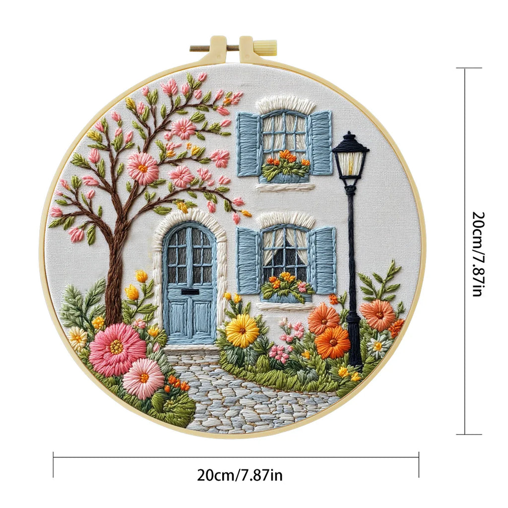 1pc 20X20CM/7.87inch The garden in front of the door Embroidery Starter Kit DIY kit Home Decor Craft Painting Sewing Art