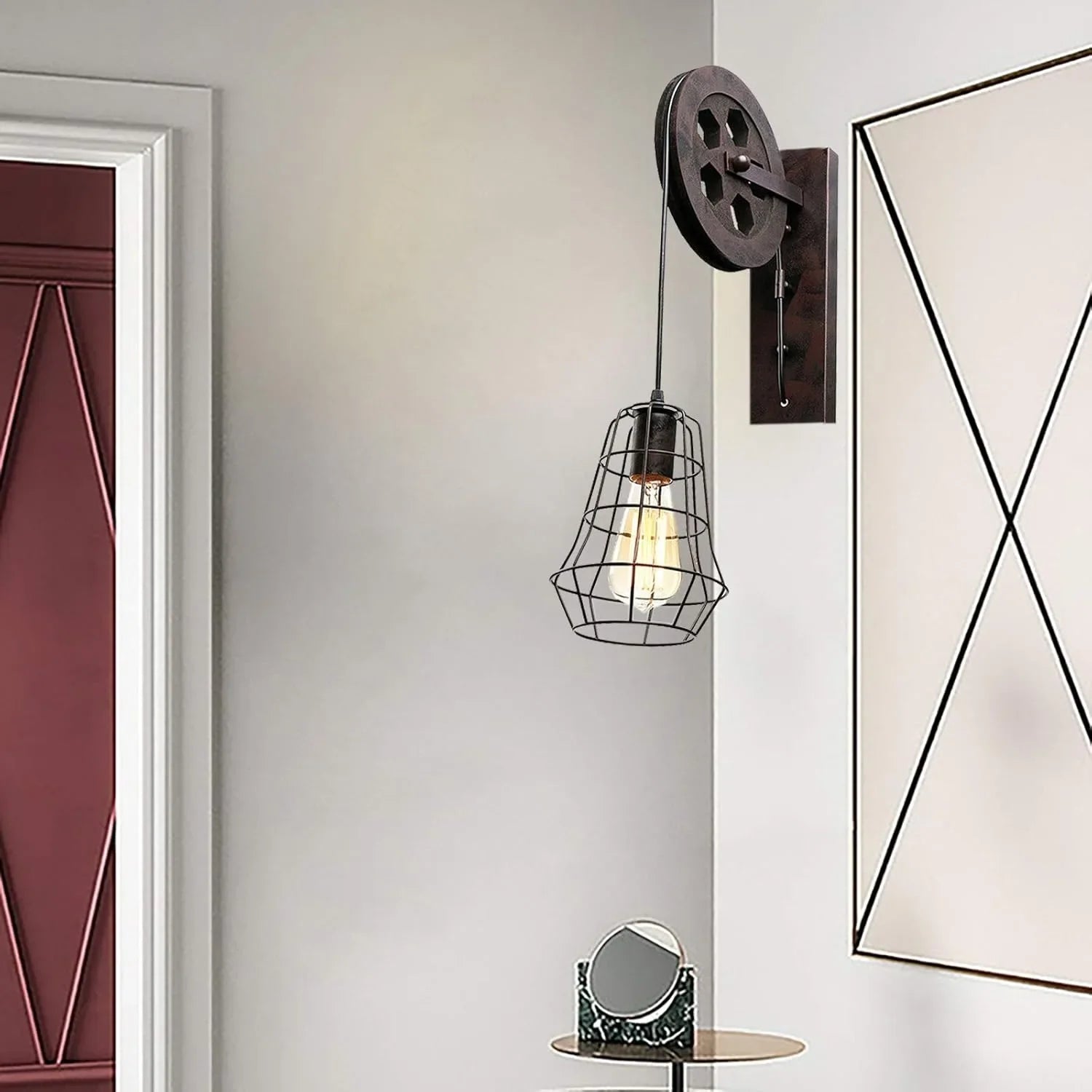 Bymaocar Industrial Wall Sconce Lights Iron Cage Lampshade