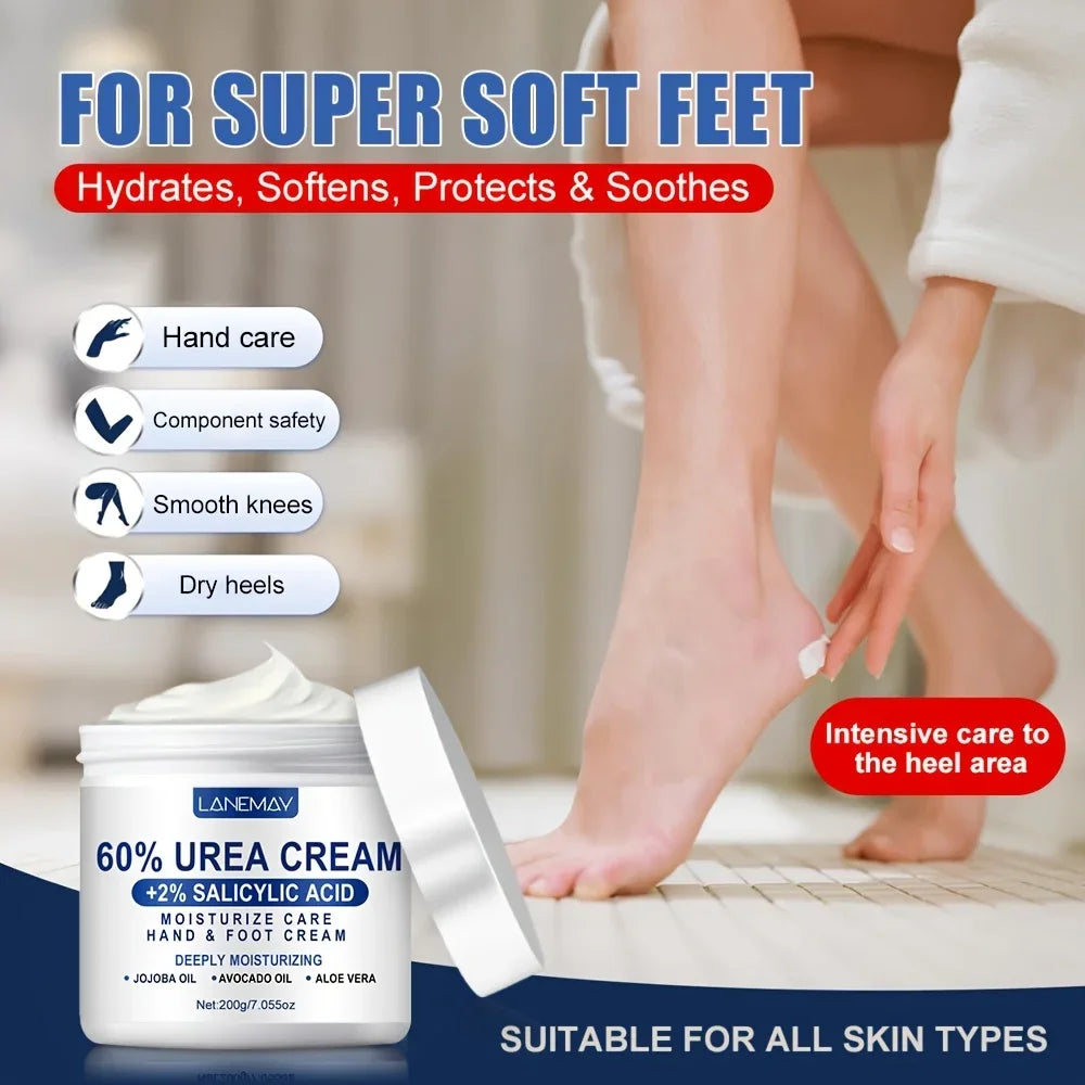 60% Urea Cream for Hand & Foot, Moisturizing Cream Rich in Salicylic Acid and Glycerin , Suitable for Dry, Rough, Cracked Heels