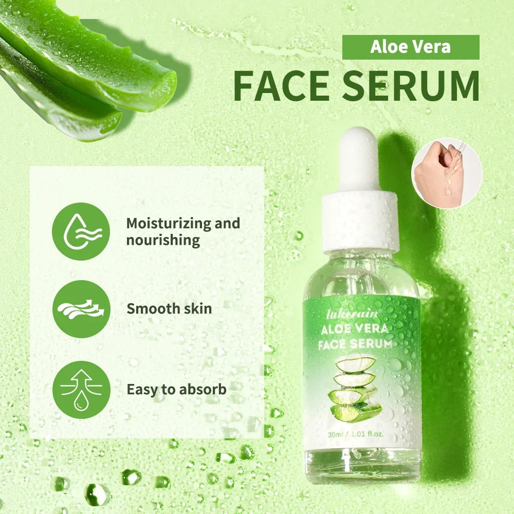 Lakerain Aloe Vera Skin Care Set Deep Hydration Smooth Delicate Skin Fast-absorbing Formula Cleanser Toner Serum Lip Blam Kit