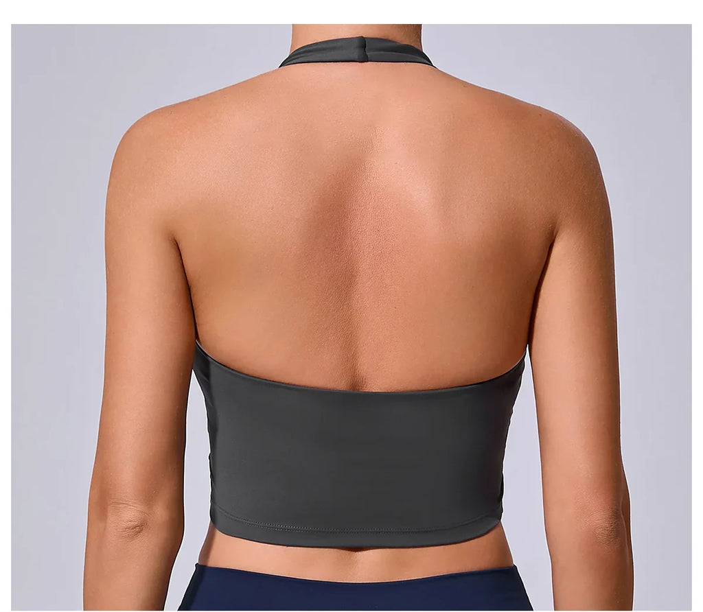 Hanging Neck Yoga Sports Bra Women Breathable Shock Proof Gym Workout Fitness Push Up Top Yoga Running Sportswear Vest Sexy Bra