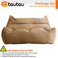 OTAUTAU Soft Waffle 1-2 Seat Bean Bag Couch Cover Set Without Filler Beanbag Armchair Lazy Sofa Bed Lounger Ottoman Stool SF182