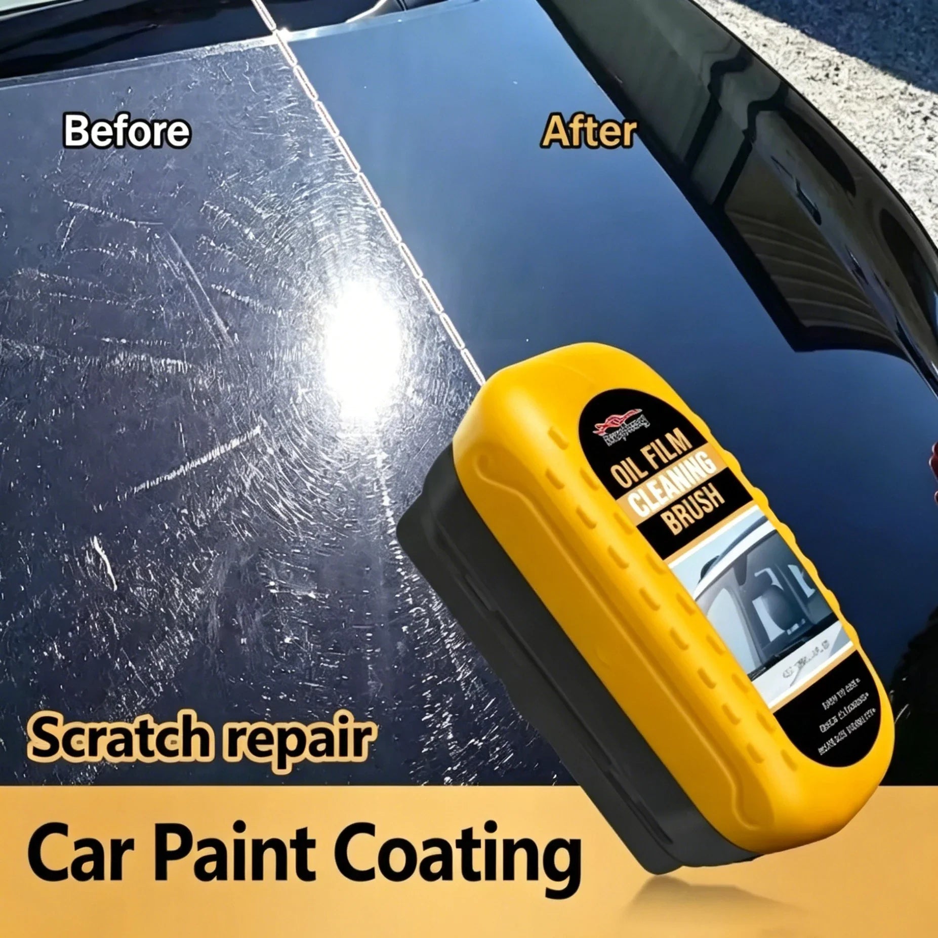 High Efficiency Car Windshield Oil Stain Remover Brush, Clear Bright Auto Glass Oil Film Cleaner