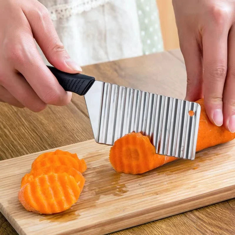 Stainless Steel Potato Chip Slicer And Wavy Crinkle Cutter French Fry Maker