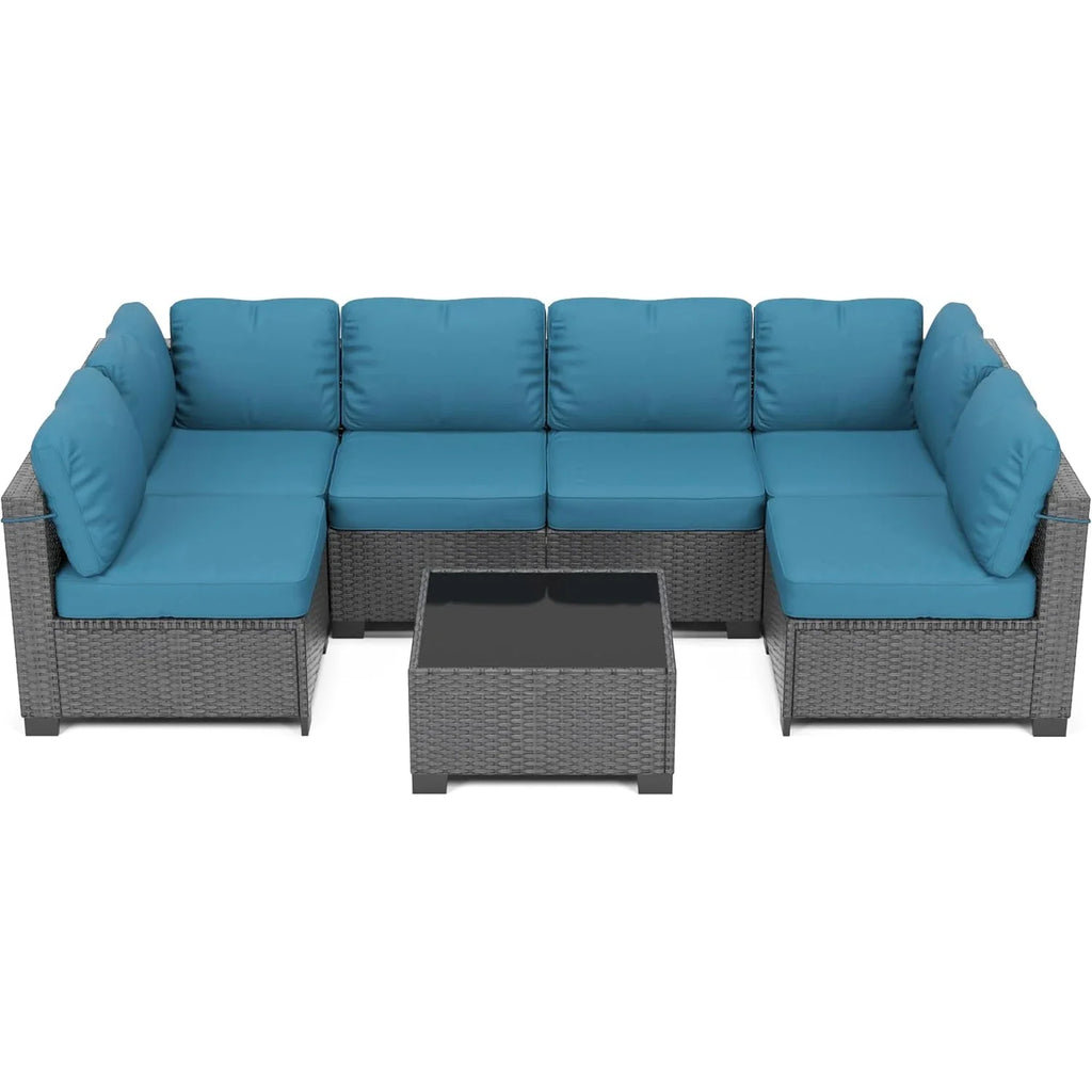 HobbyLane 7 Piece Modular Outdoor Furniture Set PE Rattan Wicker Garden