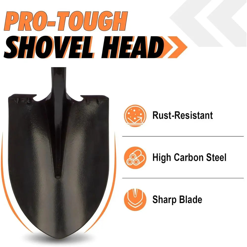 Heavy Duty Digging Metal Shovel With Fiberglass Handle