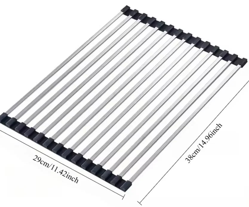 Stainless Steel Dish Drying Rack With Draining Basket