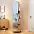 Solid wood dressing mirror full body mirror home rotatable fitting mirror floor mirror with hanger integrated bedroom mirror