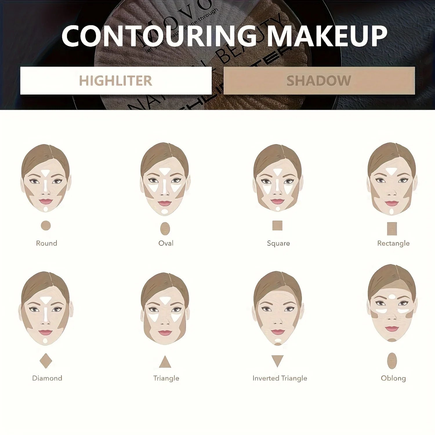 2pcs 5 Colors Highlighter Powder Palette With Pearly Shimmering, Shimmer Glitter Highlight Contouring Palette,