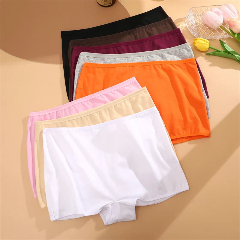 New 4PCS Women's Panties Cotton Seamless Sports Boxers Underwear Female Solid Color Cozy Lingerie Intimate Underpants XS-XL