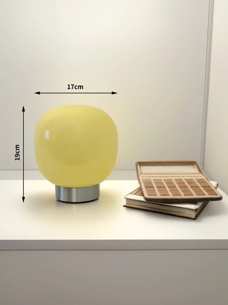  Macaron Glass Table Lamp for Hotel Bedroom Bedside Living Room Trichromatic Dimming Decoration Modern Minimalist Desk Lights