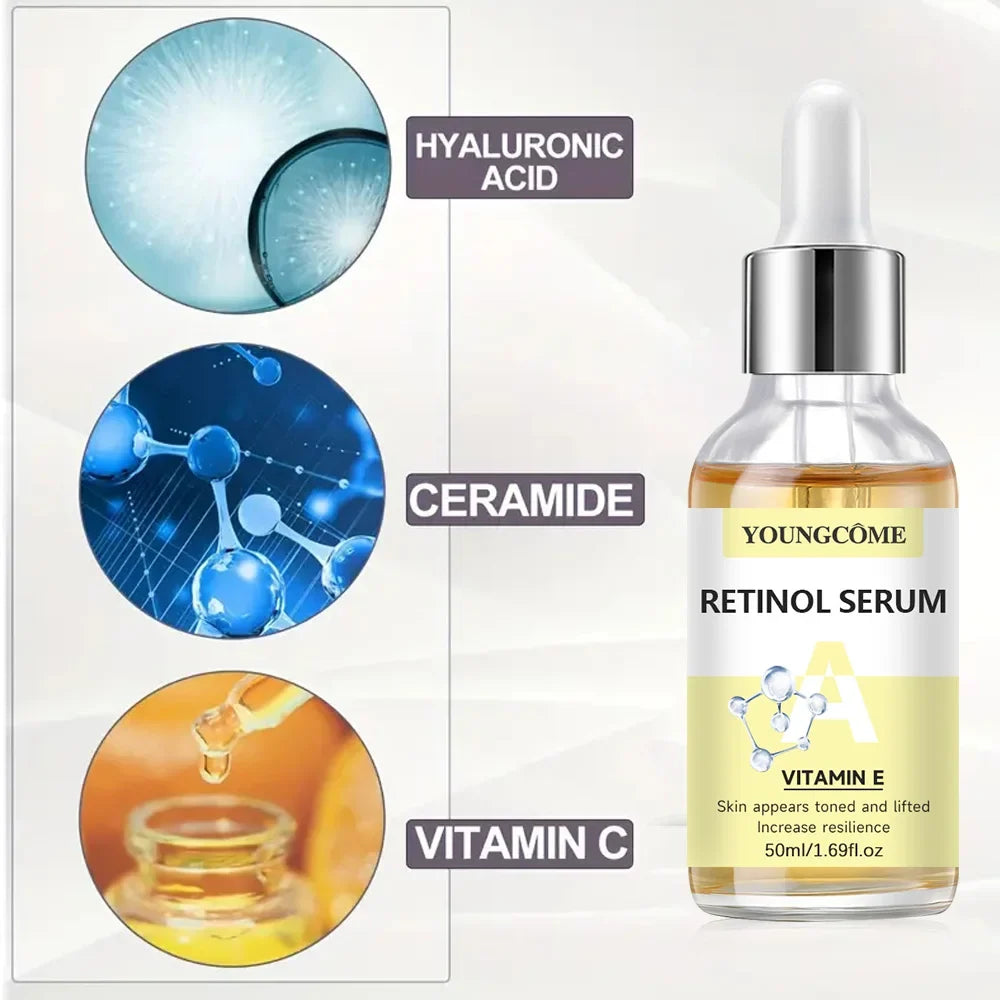 YOUNGCOME 2pcs Vitamin C and Retinol Fortified Serum Rich in VC Keep Skin Hydrated and Smooth Smooth Fine Lines and Wrinkles