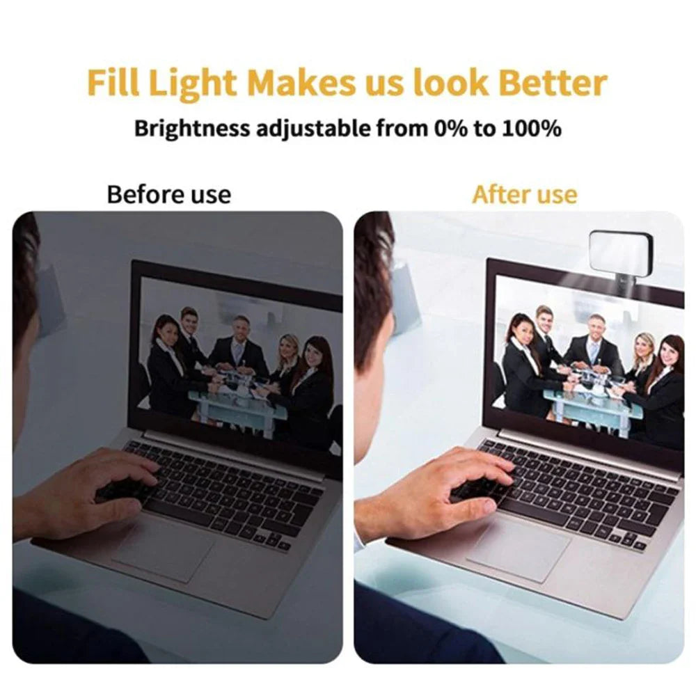 New Portable Mini Selfie Fill Light Rechargeable 3 Modes Adjustable Brightness Clip On For Mobile Phone Computer Fill Light