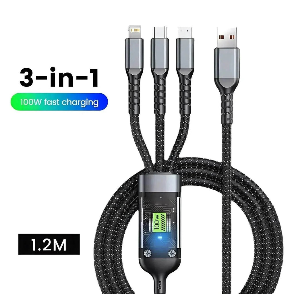 Transparent 3-in-1 Super Fast Charging Cable