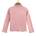 Children Clothing New Girls Base Shirt For Autumn and Winter Children Trendy Black Fungus Edge Solid Color Long Sleeved T-shirt