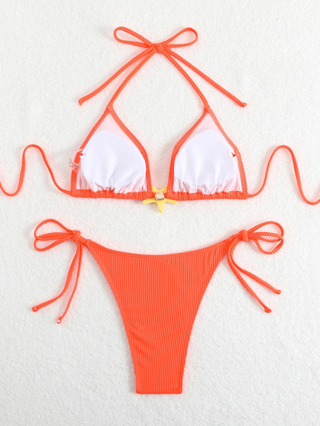 Sexy Black Micro Bikini 2025 Women Starfish Ornament Push Up Bra Tie Side Thong Swimsuit Summer Bathing Suit Holiday Swimwear