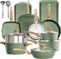 Nonstick 17 Piece Induction Granite Cookware Set With Pans