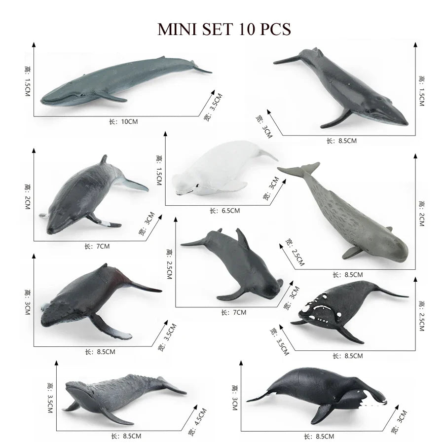 Realistic Mini Ocean Animal Figurines Plastic Marine Sea Creatures Whale Shark Dolphin Turtle Penguin Model Playset Gift for Kid