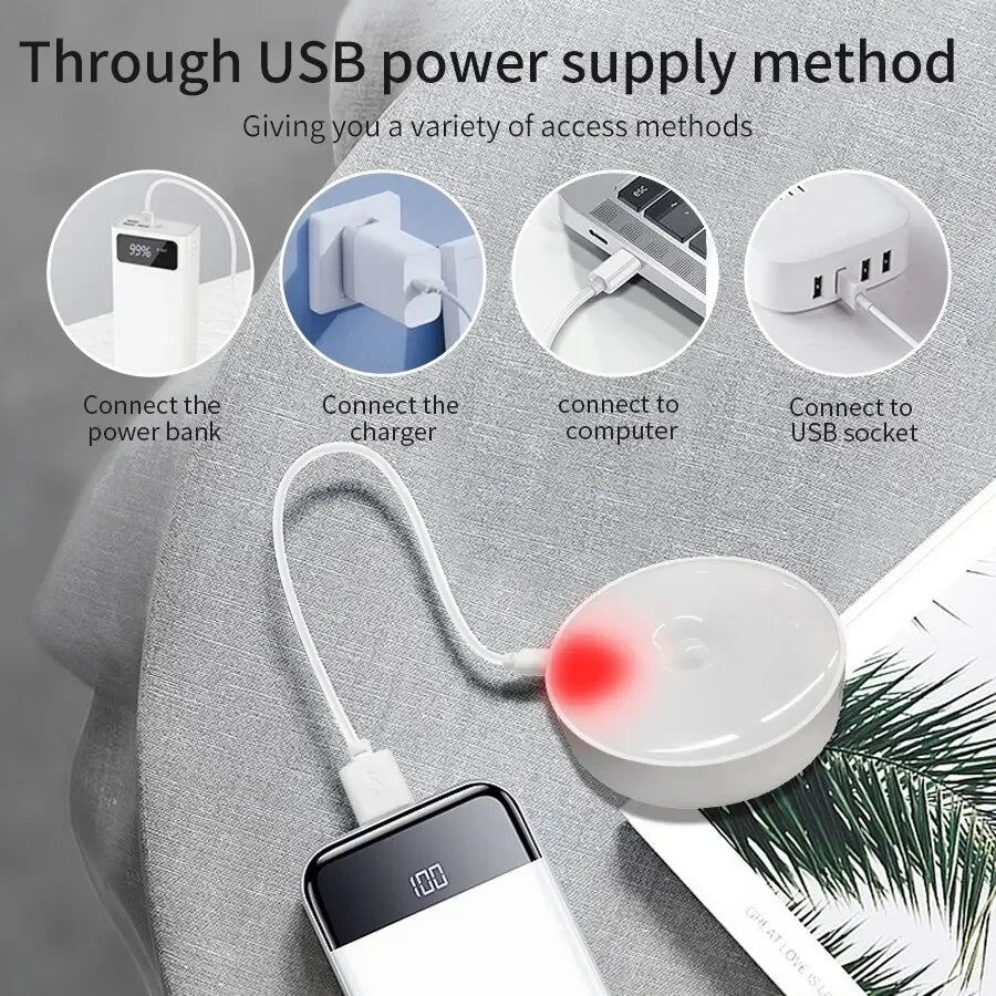1/3PCS LED Motion Sensor Light Night Light USB Rechargeable Night Lamp for Kitchen Cabinet Wardrobe Lamp Staircase Closet Light
