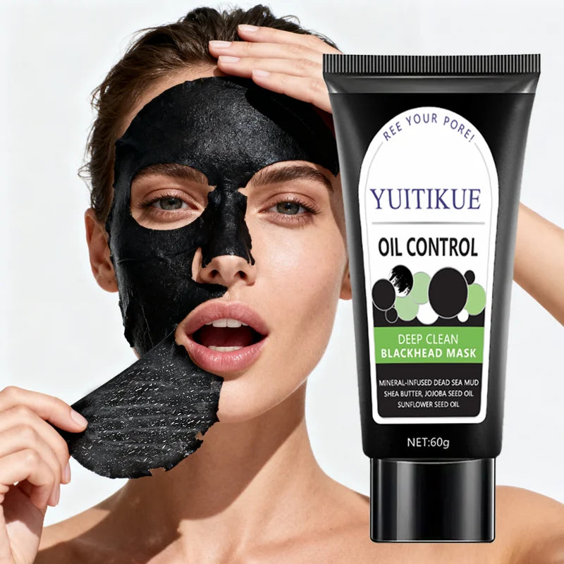 YUITIKUE Oil Control Blackhead Mask, Bamboo Charcoal Deep Clean Peel-Off, Creamy Texture Pore Cleanser, 60g