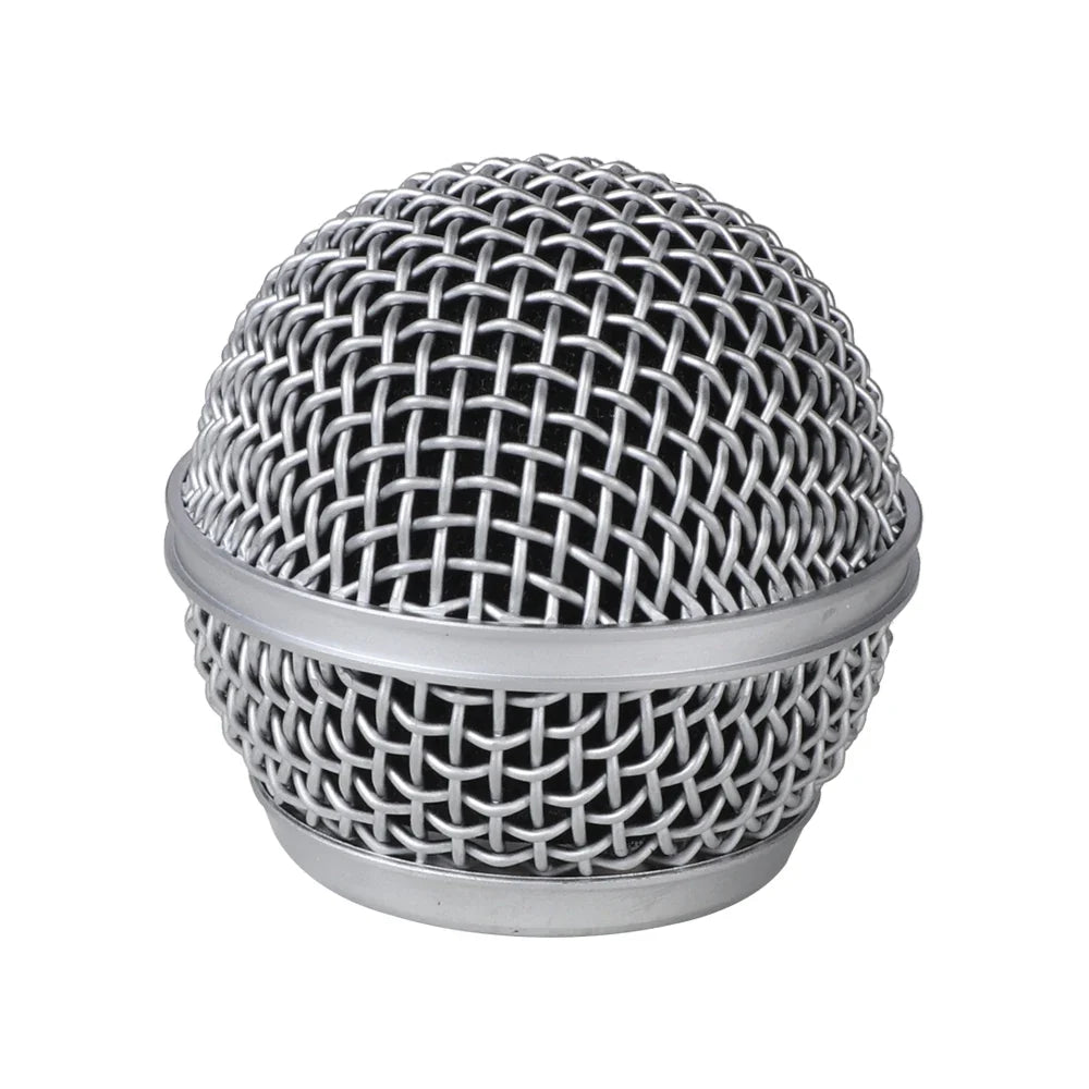 Replacement Microphone Grille (ball) With Built-in Foam Windscreen Mic Head Accessory Metal Mesh Cover For SM58