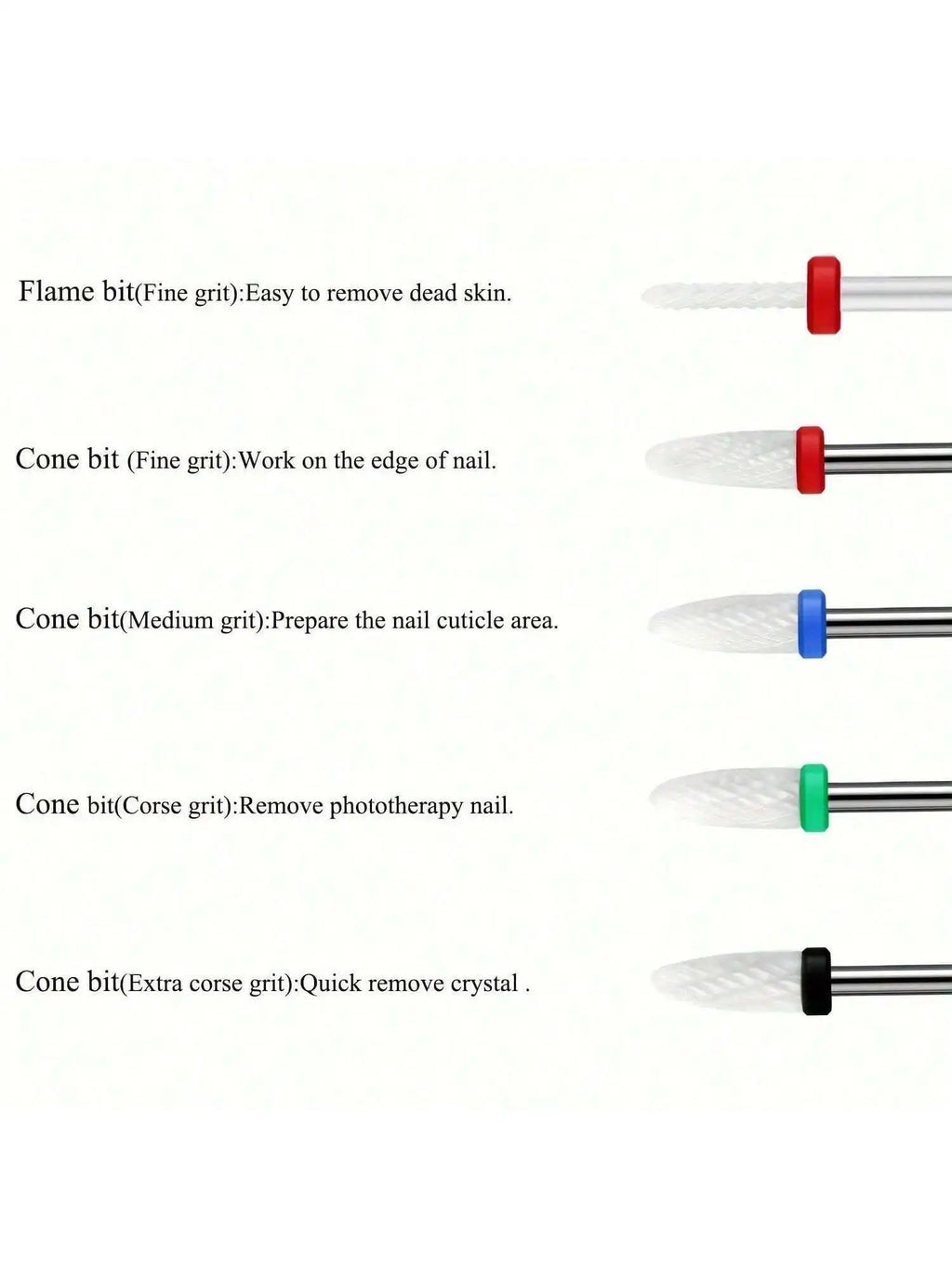 10pcs Milling Cutter Ceramic Nail Drill Bits Electric Manicure Files Kit Cuticle Remove Burr Gel Polish Tools Accessories