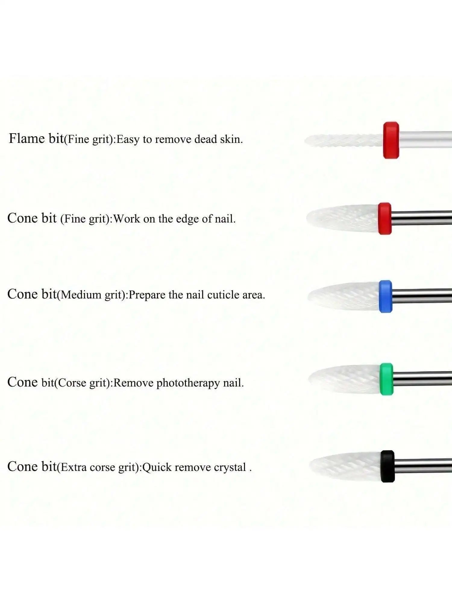 10pcs Milling Cutter Ceramic Nail Drill Bits Electric Manicure Files Kit Cuticle Remove Burr Gel Polish Tools Accessories