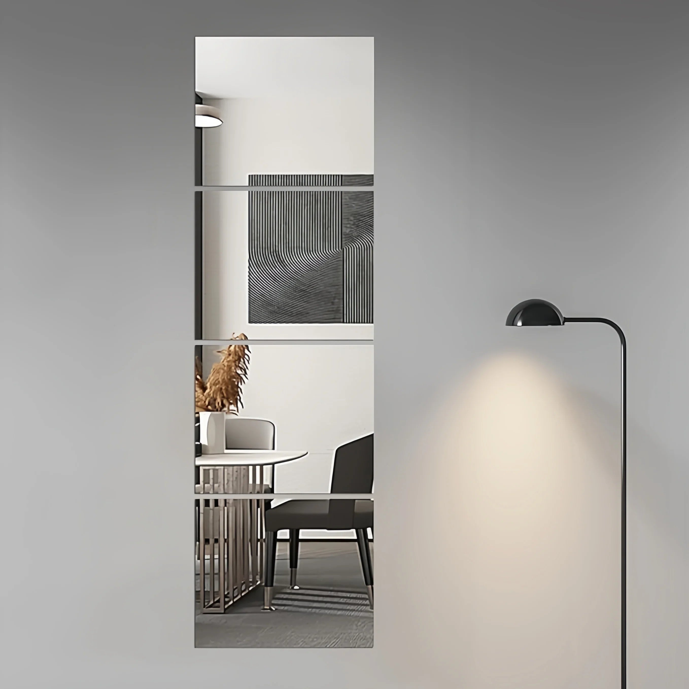 4/8PCS Rectangle Acrylic Mirror Stickers Flexible Mirror Stickers DIY Art Living Room Decoration For Door Wardrobe Home Decor