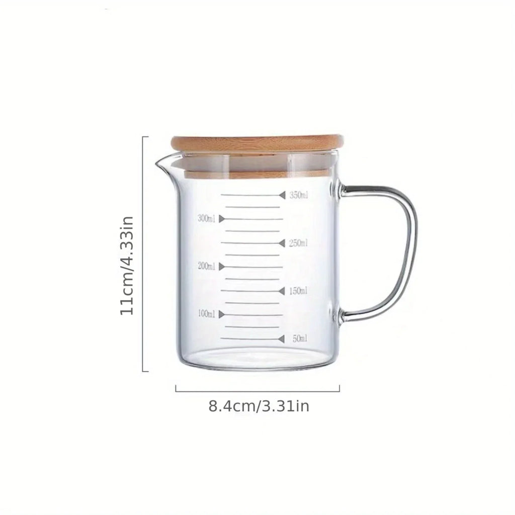 Glass Measuring Cup Jug With Lid And Insulated Handle