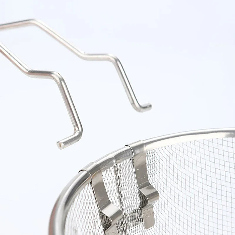 French Chip Frying Strainer Basket Stainless Steel Deep Fry Basket Kitchen Round Fryer Wire Mesh With Handle Wire Colander Nets