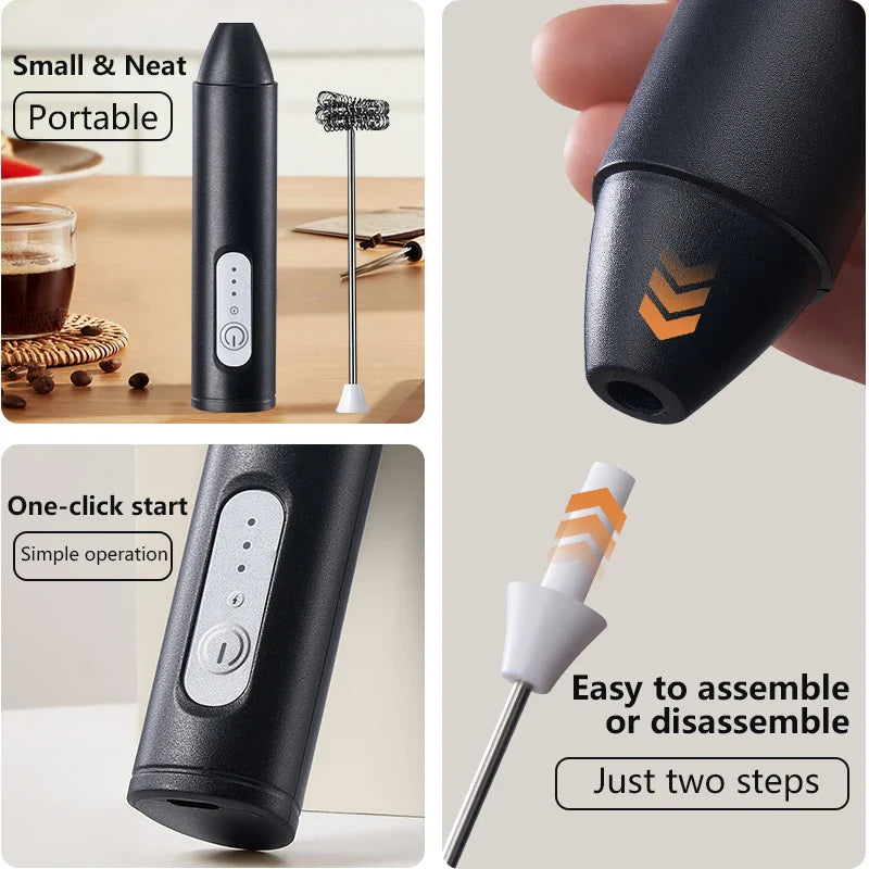 Upgraded Electric Coffee Frother And Milk Whisk USB Rechargeable