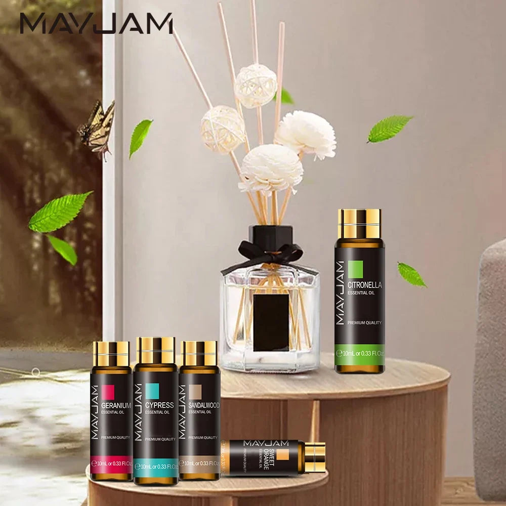 10ml Pure Plant Essential Oil For Humidifier Diffusers Mint Lavender Tea Tree Rose Vanilla Sandalwood Jasmine Pure Nature Oil