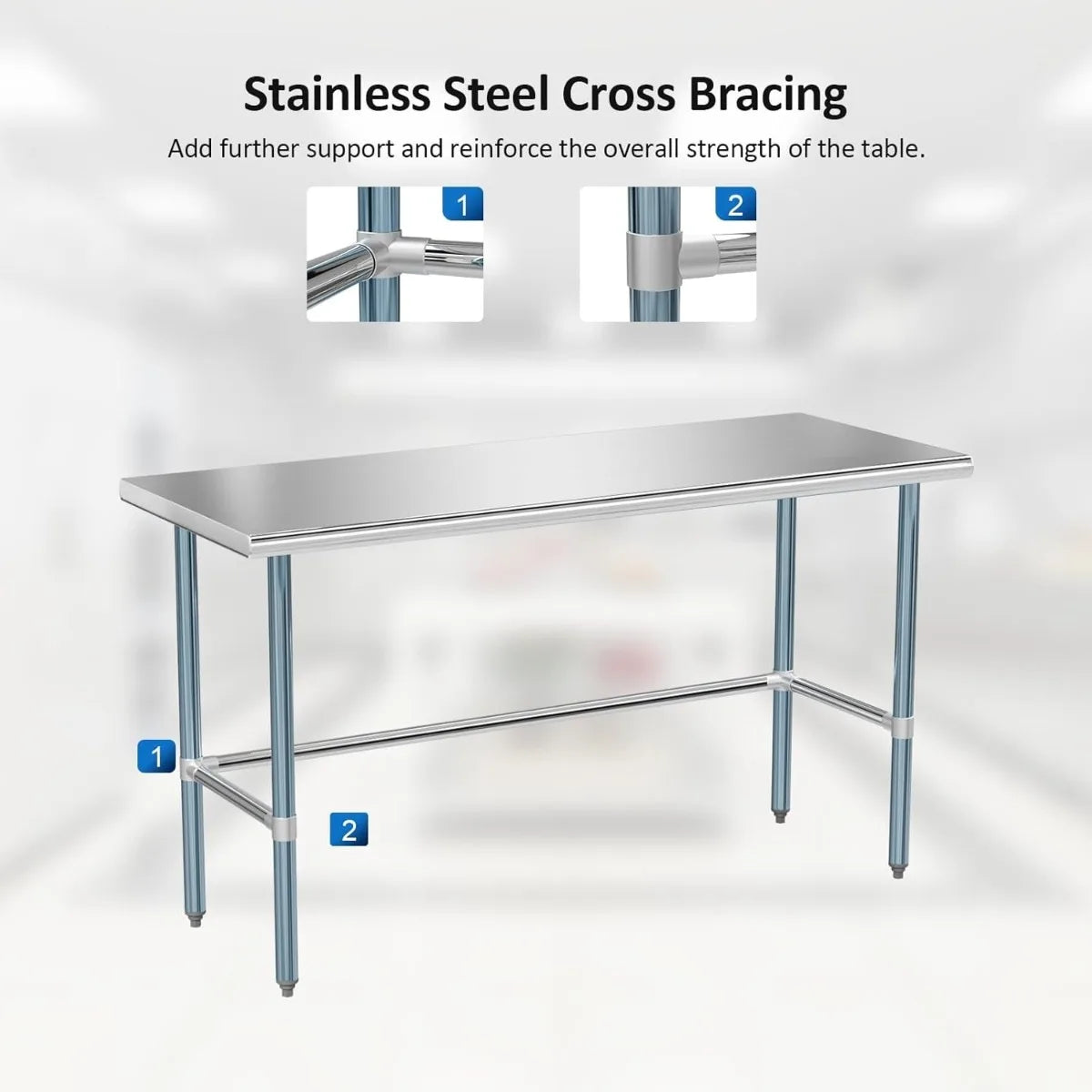 Stainless Steel Open Base Prep And Work Table For Restaurant
