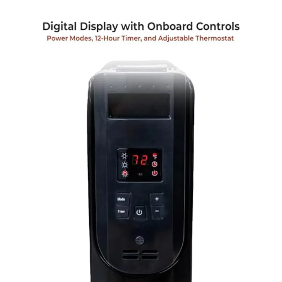 Digital Oil-Filled Radiator Heater With Remote And 12-Hour Timer Portable