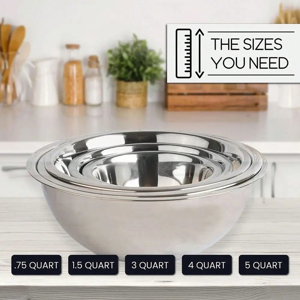 Stainless Steel Nesting Mixing Bowls Five Piece Set