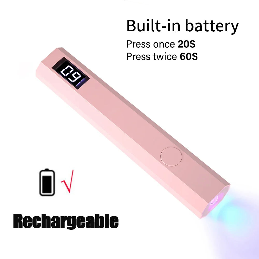 LULAA Cordless Nail Lamp with Stand Handheld UV Light with LCD Display for Gel Nails Rechargeable USB Nail Dryer for Fast Curing