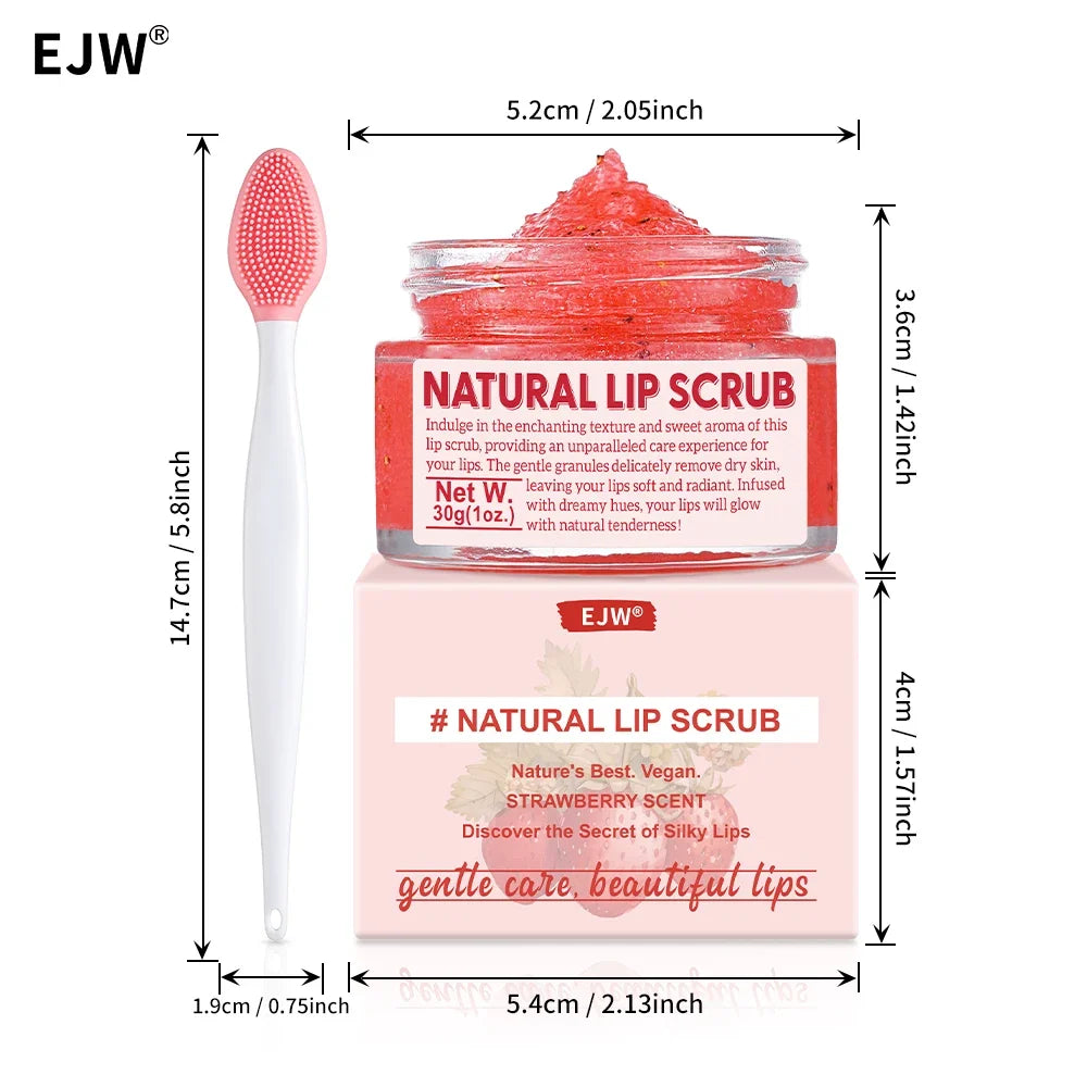 Strawberry Lip Scrub & Repair, Exfoliator & Moisturizer for Chapped, Dry and Flaky Lips,Sugar Lip Scrub Improve Dullness Remove.
