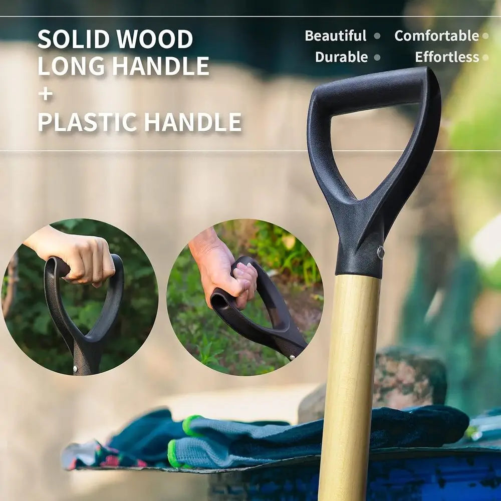 D-Handle Shovel With Steel Blade And Solid Wood Handle