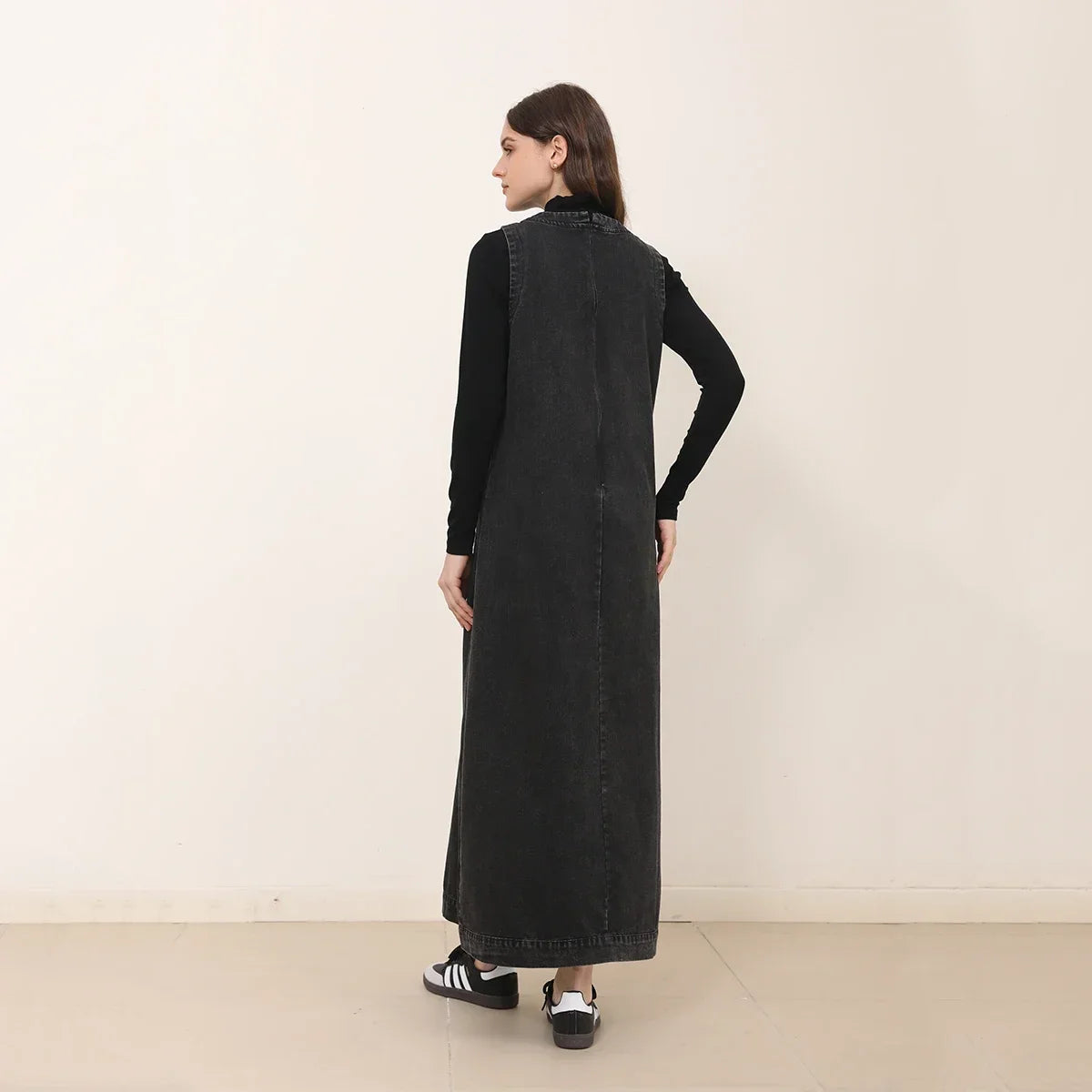 AP New 2025 Autumn Women Denim Sleeveless Dress Black Knitting Cardigan Fashion Style