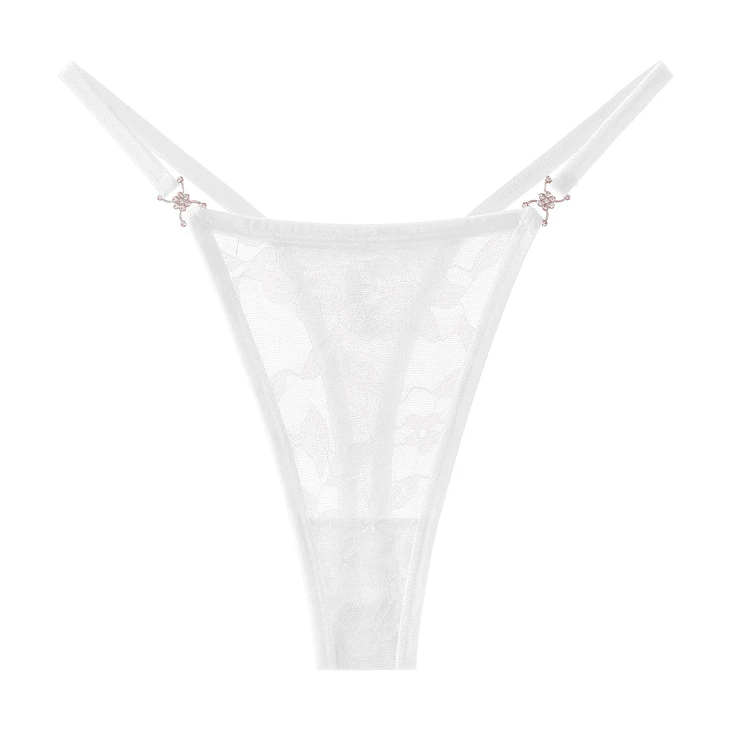 5pcs/pack Low Waist Sexy Women's G-String Underwear Floral Elegant Thongs Breathable Lingerie with Rhinestones Female Panties