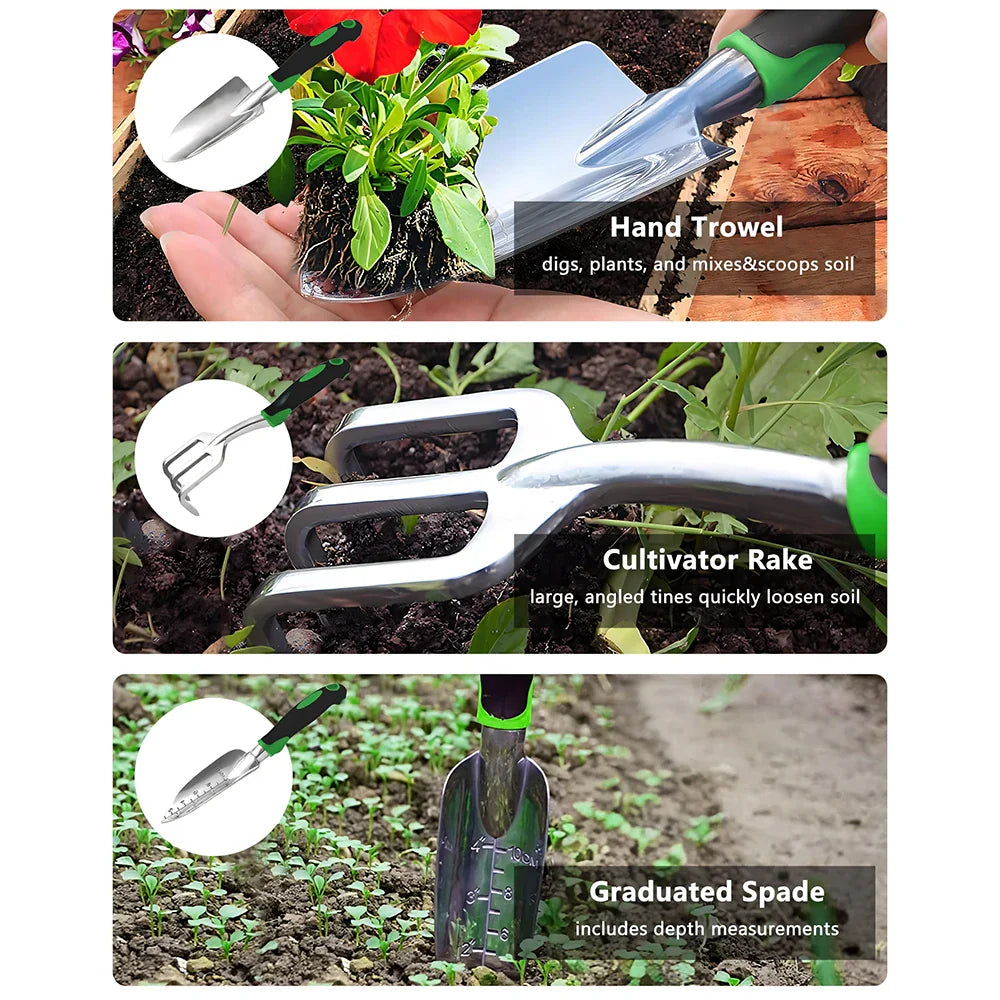 Outdoor Garden Tool Set 11 Piece Rustproof Pruning Tools Shovel