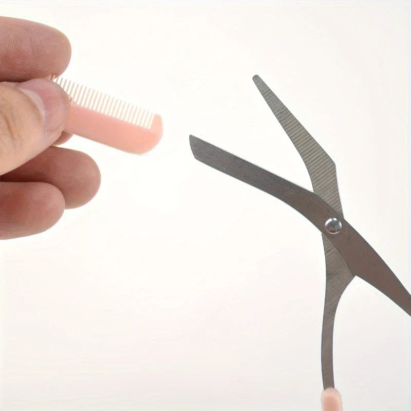 Stainless Steel Built-in Eyebrow Scissors + 1 Crescent Eyebrow Razor. Specially designed for women. Exquisite craftsmanship & durable material, easy to use and suitable for both left and right hands. An ideal gift for makeup lovers.