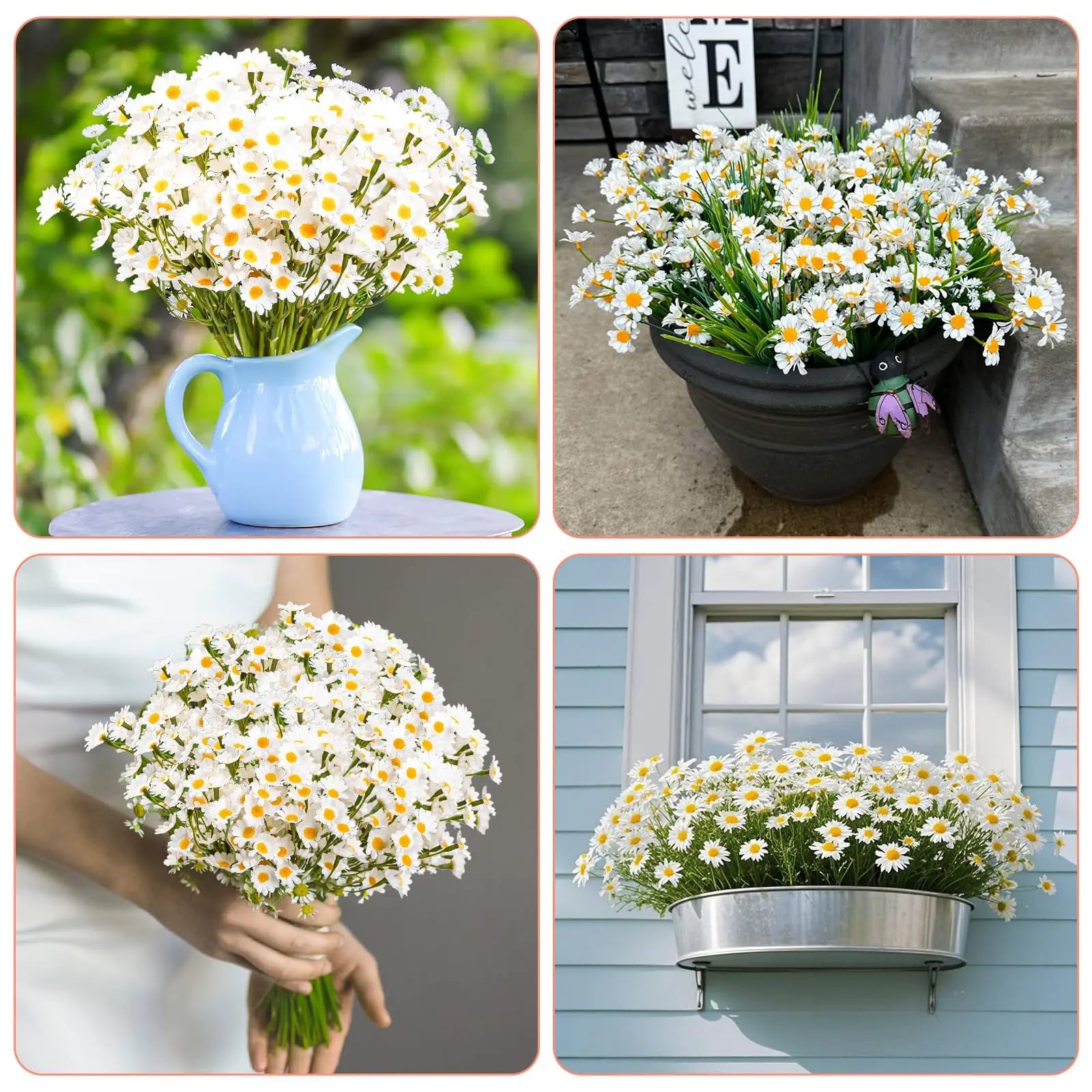 120heads Artificial Daisy Flowers Small Daisy Fake Flower Bouquet for Valentines Wedding Party Table Decoration DIY Home Decor