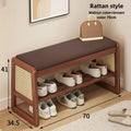 Teng woven shoe changing stool, entrance door, home door, multi-layer storage, solid wood, can sit on shoe stool