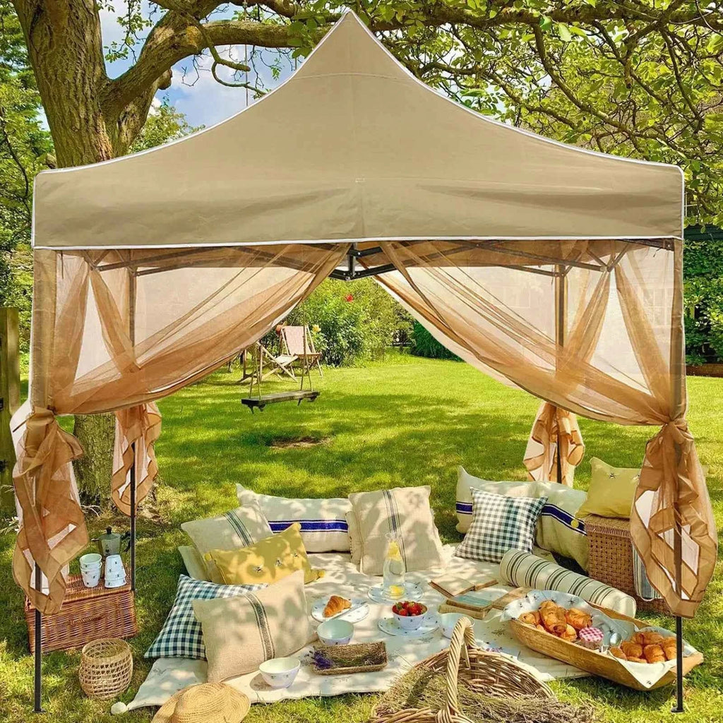 Gazebo Universal Replacement Mosquito Netting Outdoor Gazebo Canopy 4-Panel Screen Walls with Zipper (Mosquito Net Only)