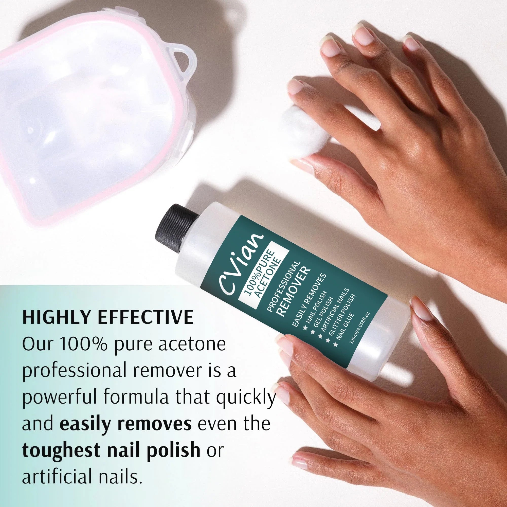 Containing 100% Acetone Nail Polish Remover, Quick Acting Formula Is Suitable for Gel, Dipping Powder and Acrylic Nail, Salon